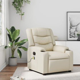 Sillón reclinable de masaje cuero sintético crema en Sillones | Comprar online en Foru.es