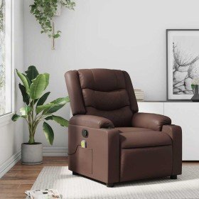 Sillón de masaje reclinable cuero sintético marrón en Sillones | Comprar online en Foru.es