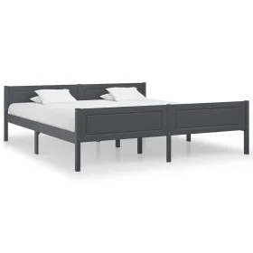 Solid gray pine wood bed frame 180x200 cm by vidaXL, Beds and slatted bases - Ref: Foro24-322129, Price: 160,11 €, Discount: %