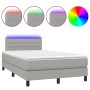 Cama box spring con colchón tela y LED gris claro 120x200 cm de vidaXL, Camas y somieres - Ref: Foro24-3133221, Precio: 364,1...