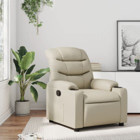 Sillón reclinable de cuero sintético crema en Sillones | Comprar online en Foru.es
