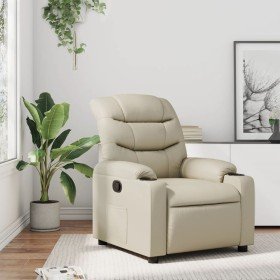 Sillón reclinable de cuero sintético crema en Sillones | Comprar online en Foru.es