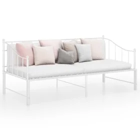 Estructura de sofá cama extraíble de metal blanco 90x200 cm de vidaXL, Camas y somieres - Ref: Foro24-324777, Precio: 162,67 ...