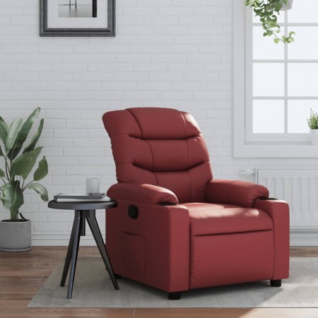 Sillón reclinable de cuero sintético rojo tinto en Sillones | Comprar online en Foru.es