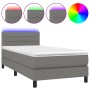 Cama box spring colchón y luces LED tela gris oscuro 80x200 cm de vidaXL, Camas y somieres - Ref: Foro24-3133190, Precio: 285...