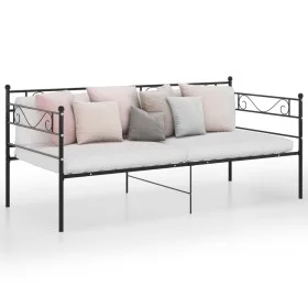 Estructura de sofá cama de metal negro 90x200 cm de vidaXL, Camas y somieres - Ref: Foro24-324767, Precio: 135,57 €, Descuent...