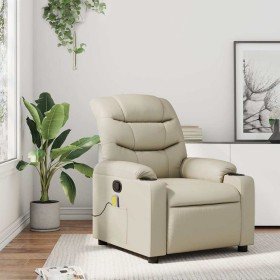 Sillón reclinable de masaje cuero sintético crema en Sillones | Comprar online en Foru.es