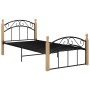 Estructura de cama metal y madera maciza de roble 90x200 cm de vidaXL, Camas y somieres - Ref: Foro24-324925, Precio: 83,49 €...