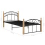 Estructura de cama metal y madera maciza de roble 90x200 cm de vidaXL, Camas y somieres - Ref: Foro24-324925, Precio: 83,49 €...