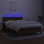 Cama box spring colchón luces LED tela marrón oscuro 140x200cm de vidaXL, Camas y somieres - Ref: Foro24-3133240, Precio: 438...