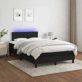 Cama box spring con colchón LED tela negro 120x200 cm de vidaXL, Camas y somieres - Ref: Foro24-3133223, Precio: 384,28 €, De...