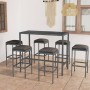 Set muebles bar jardín 7 piezas y cojines ratán sintético gris en Conjuntos de jardín | Comprar online en Foru.es