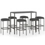 Set muebles bar jardín 7 piezas y cojines ratán sintético gris en Conjuntos de jardín | Comprar online en Foru.es