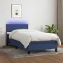 Box spring bed with mattress and LED blue fabric 90x200 cm by vidaXL, Beds and slatted bases - Ref: Foro24-3132971, Price: 30...