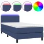 Cama box spring con colchón y LED tela azul 90x200 cm de vidaXL, Camas y somieres - Ref: Foro24-3132971, Precio: 302,09 €, De...