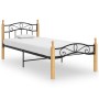 Estructura de cama madera maciza roble metal negro 100x200 cm de vidaXL, Camas y somieres - Ref: Foro24-324912, Precio: 90,05...