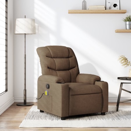Sillón reclinable con masaje de tela marrón en Sillones | Comprar online en Foru.es