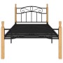 Estructura de cama madera maciza roble metal negro 100x200 cm de vidaXL, Camas y somieres - Ref: Foro24-324912, Precio: 90,05...