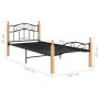 Estructura de cama madera maciza roble metal negro 100x200 cm de vidaXL, Camas y somieres - Ref: Foro24-324912, Precio: 90,05...
