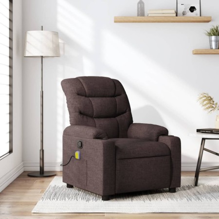 Sillón de masaje reclinable de tela marrón oscuro en Sillones | Comprar online en Foru.es