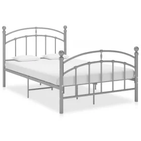 Gray metal bed frame 120x200 cm by vidaXL, Beds and slatted bases - Ref: Foro24-324975, Price: 89,82 €, Discount: %
