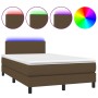 Cama box spring con colchón LED tela marrón oscuro 120x200 cm de vidaXL, Camas y somieres - Ref: Foro24-3132984, Precio: 367,...