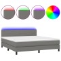 Cama box spring con colchón y LED tela gris oscuro 180x200 cm de vidaXL, Camas y somieres - Ref: Foro24-3133014, Precio: 596,...