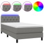Cama box spring colchón y luces LED tela gris oscuro 80x200 cm de vidaXL, Camas y somieres - Ref: Foro24-3133350, Precio: 287...