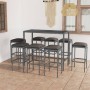 Set muebles bar jardín 9 piezas y cojines ratán sintético gris en Conjuntos de jardín | Comprar online en Foru.es
