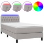 Cama box spring colchón y luces LED tela gris claro 100x200 cm de vidaXL, Camas y somieres - Ref: Foro24-3133373, Precio: 327...