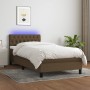 Cama box spring colchón y luces LED tela marrón oscuro 90x200cm de vidaXL, Camas y somieres - Ref: Foro24-3133368, Precio: 29...