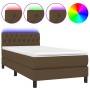 Cama box spring colchón y luces LED tela marrón oscuro 90x200cm de vidaXL, Camas y somieres - Ref: Foro24-3133368, Precio: 29...