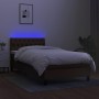 Cama box spring colchón y luces LED tela marrón oscuro 90x200cm de vidaXL, Camas y somieres - Ref: Foro24-3133368, Precio: 29...