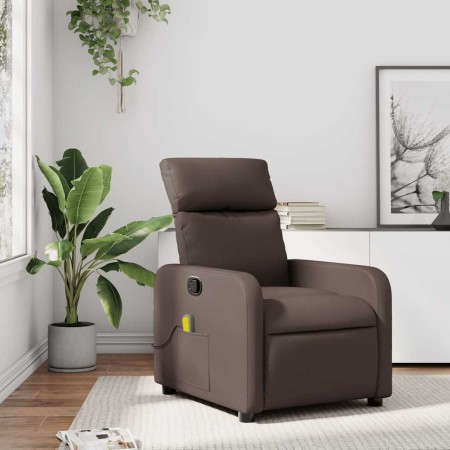 Sillón de masaje reclinable cuero sintético marrón en Sillones | Comprar online en Foru.es