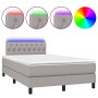 Cama box spring con colchón tela y LED gris claro 120x200 cm de vidaXL, Camas y somieres - Ref: Foro24-3133381, Precio: 371,9...