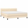 Cama box spring colchón y luces LED tela crema 160x200 cm de vidaXL, Camas y somieres - Ref: Foro24-3133410, Precio: 529,15 €...