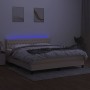 Cama box spring colchón y luces LED tela crema 160x200 cm de vidaXL, Camas y somieres - Ref: Foro24-3133410, Precio: 529,15 €...
