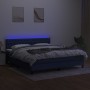 Cama box spring colchón y luces LED tela azul 160x200 cm de vidaXL, Camas y somieres - Ref: Foro24-3133411, Precio: 498,69 €,...