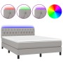 Cama box spring colchón y luces LED tela gris claro 140x190 cm de vidaXL, Camas y somieres - Ref: Foro24-3133389, Precio: 460...