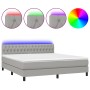 Cama box spring colchón y luces LED tela gris claro 160x200 cm de vidaXL, Camas y somieres - Ref: Foro24-3133405, Precio: 520...