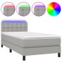 Cama box spring colchón y luces LED tela gris claro 100x200 cm de vidaXL, Camas y somieres - Ref: Foro24-3133453, Precio: 327...