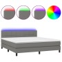 Cama box spring colchón y luces LED tela gris oscuro 180x200 cm de vidaXL, Camas y somieres - Ref: Foro24-3133174, Precio: 58...