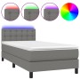 Cama box spring colchón y luces LED tela gris oscuro 90x190 cm de vidaXL, Camas y somieres - Ref: Foro24-3133438, Precio: 314...