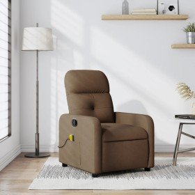 Sillón reclinable con masaje de tela marrón en Sillones | Comprar online en Foru.es
