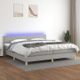 Cama box spring con colchón tela y LED gris claro 200x200 cm de vidaXL, Camas y somieres - Ref: Foro24-3133581, Precio: 573,9...