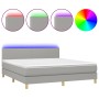 Cama box spring con colchón tela y LED gris claro 180x200 cm de vidaXL, Camas y somieres - Ref: Foro24-3133573, Precio: 540,9...