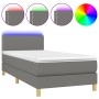 Cama box spring con colchón y LED tela gris oscuro 80x200 cm de vidaXL, Camas y somieres - Ref: Foro24-3133590, Precio: 274,8...