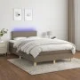 Box spring bed with mattress and LED taupe gray fabric 120x200 cm by vidaXL, Beds and slatted bases - Ref: Foro24-3133625, Pr...