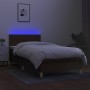 Cama box spring con colchón LED tela marrón oscuro 90x200 cm de vidaXL, Camas y somieres - Ref: Foro24-3133608, Precio: 293,0...