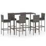 Set muebles bar jardín 7 piezas y cojines ratán sintético gris en Conjuntos de jardín | Comprar online en Foru.es